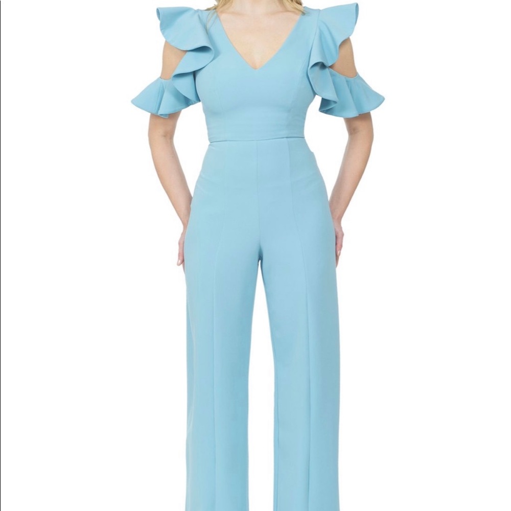 NWT baby blue ruffle sleeve jumpsuit